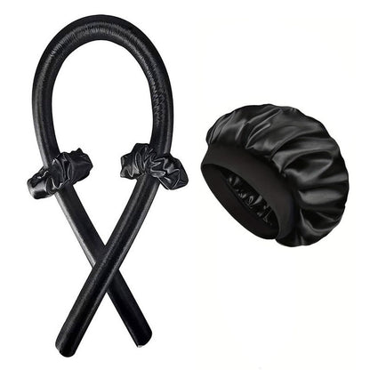 Heatless Curling Rod Hair Styling Set with Shower Cap