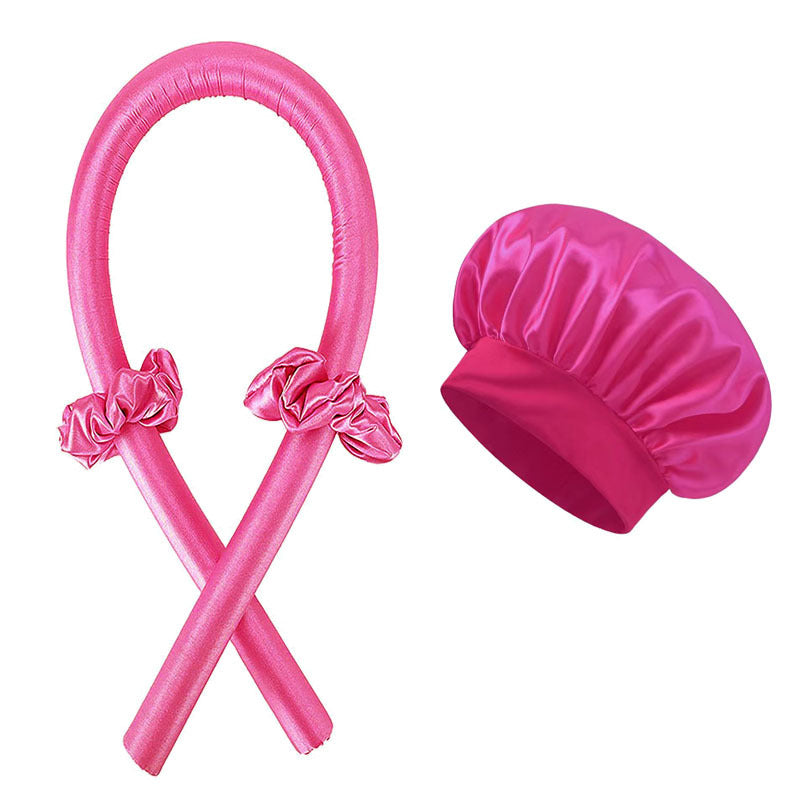 Heatless Curling Rod Hair Styling Set with Shower Cap